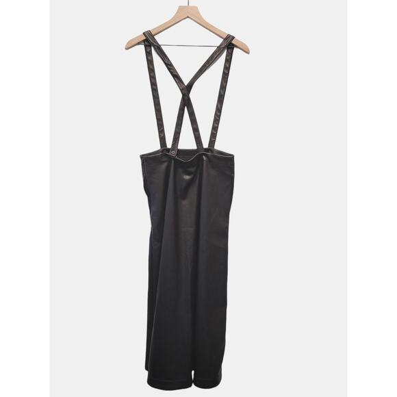 NWT Anthropologie Black Faux Leather Pinafore Skirt - Size 8 - Picture 4 of 10